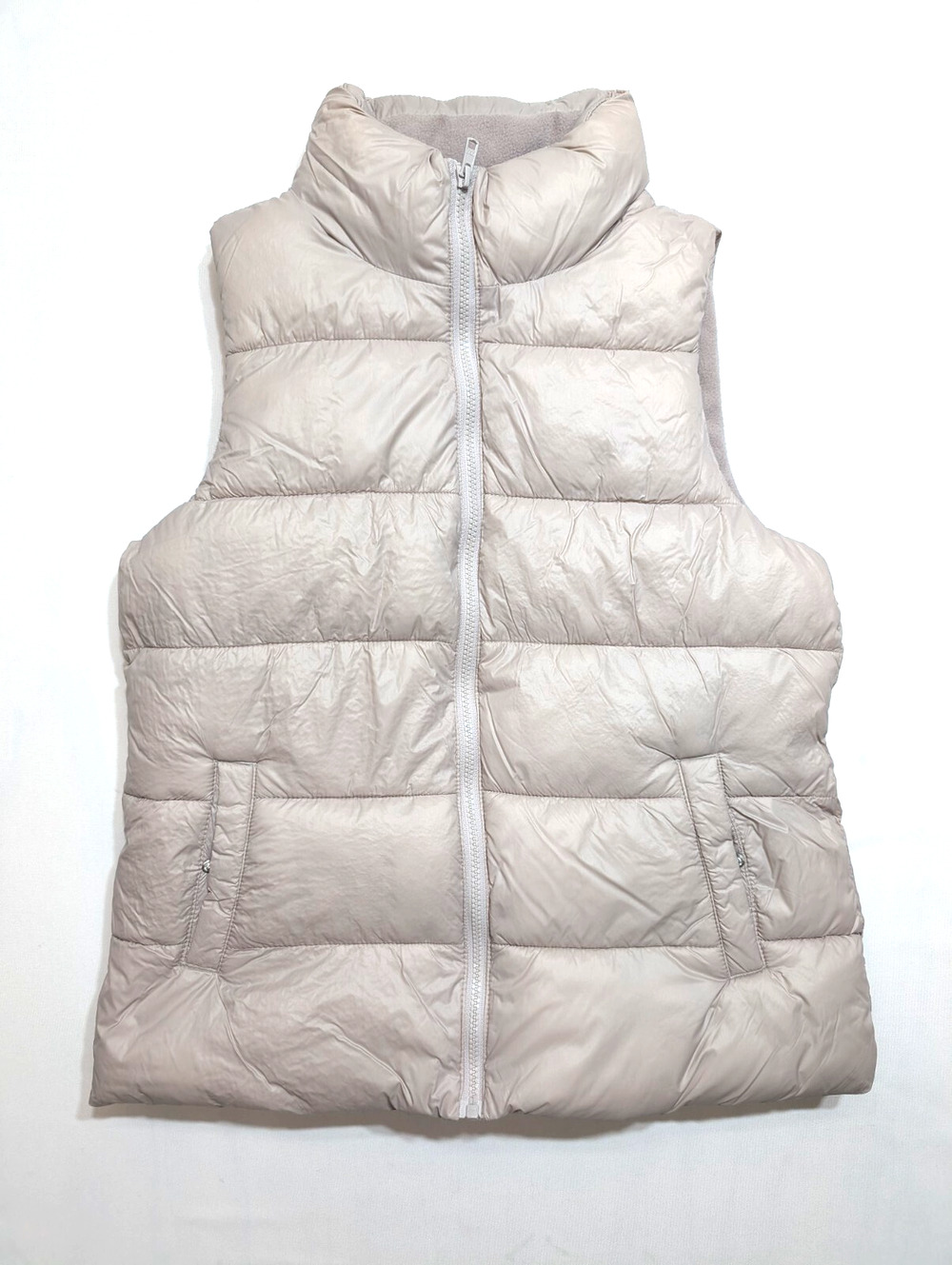 Old Navy Women's Medium Puffer Vest Biege Dusty pink Full Zip Pockets